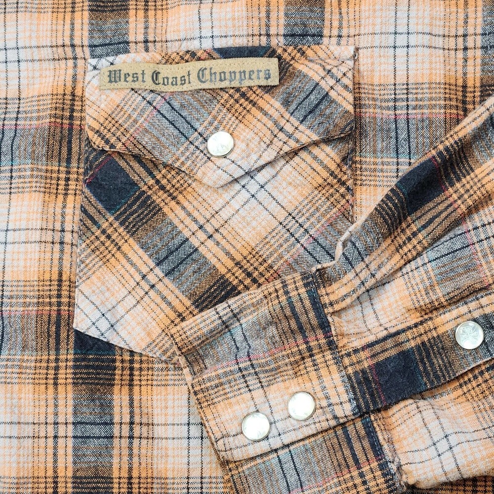 Jesse James West‎ Coast Choppers Men's M Pearl Snap Western Shirt Work Flannel